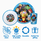 Danawares Marvel Avengers Melamine Dinnerware 3-Piece Set-This Avengers melamine tableware set for kids makes meals fun and is a great birthday present. It makes food fun for picky eaters! Kids love eating with their favorite characters, and this Avengers set makes mealtime enjoyable!