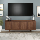 Hudson&Canal Aelin TV Stand for TV's up to 75" - Satin Walnut-Constructed of sturdy MDF materials in a handcrafted satin walnut finish
