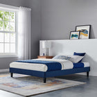 Modway Reign Performance Velvet Full Platform Bed Frame - Navy-Reinforced Center Beam and Support Legs