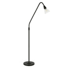 Hudson&Canal Challice Arc Floor Lamp with Glass Shade - Blackened Bronze/Clear-Mid-century modern design for your living room, office space, bedroom, or reading nook