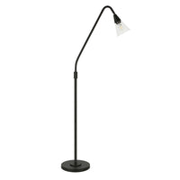 Hudson&Canal Challice Arc Floor Lamp with Glass Shade - Blackened Bronze/Clear-Mid-century modern design for your living room, office space, bedroom, or reading nook
