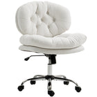 HOMCOM Armless Office Desk Chair with Padded Seat - White-Curved back with button tufted design adds a touch of elegance