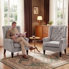 HOMCOM Fabric Accent Chair with Rolled Arms for Bedroom - Grey-Overall Dimension: 29.1" L x 33.9" W x 40.2" H /74L x 86W x 102H cm
