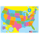 Ashley Productions Smart Poly Learning Mats - 12" x 17" - Double-Sided - U.S. Basic Map - 10 Pack-Use with dry erase or water based markers and washable crayons