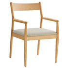 Modway Solara Fabric Wood Dining Armchairs - Natural/Heathered Weave Beige - 2 Pack-Assembly Required