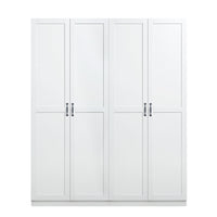Manhattan Comfort Hopkins 59.22" 2-Piece Modern 8-Shelf Storage Closet - White-Modern Free Standing 2-Piece Set of 1 Sectional Wardrobe Closet with 4 Large Shelves for Bedroom and Storage Use