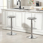 HOMCOM Adjustable Steel Breakfast Bar Stools - Silver - 2 Pack-Modern design complements home bars, cafes, or studios with style
