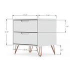 Manhattan Comfort Rockefeller Mid-Century Modern Dresser and Nightstand Set - White-17.62" L x 35.24" W x 30.15" H