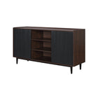 Manhattan Comfort Duane 59.05" Mid-Century Modern Sideboard - Dark Brown and Black-Home Assembly Required. All Hardware Included