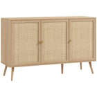HOMCOM 47.2" L Sideboard Buffet Cabinet - Natural Wood-Large storage space with two storage cabinets
