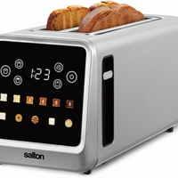 Salton Touchscreen Long Slot 4 Slice Toaster - Stainless Steel-No more guessing! select from 6 precise shade settings 