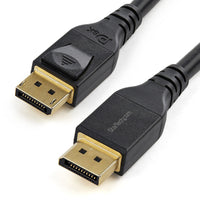 Startech 13ft (4m) VESA Certified DisplayPort to DisplayPort Cable - Black-High performance cable: 13ft VESA Certified cable supports 8K 60Hz (7680x4320), 4K 120Hz (3840x2160), 32.4Gbps bandwidth, HDR10 for high contrast ratio, HBR3, 32 ch audio, MST, GTC for precise audio channel timing & 3D Stereo (2560x1600p 120Hz)