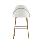 Manhattan Comfort Gracie 22" Modern Leatherette Upholstered Barstool - White and Gold - 2 Pack-Minimal Assembly Required. Hardware Included