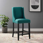 Modway Baron Upholstered Fabric Counter Stool - Teal-Dense Foam Padding for Comfort