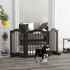 PawHut Freestanding Pet Gate with 2 Support Feet - Coffee-It has three panels fixed together with hinges 