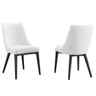 Modway Viscount Fabric Dining Side Chair - White - 2 Pack-Black Rubberwood Legs