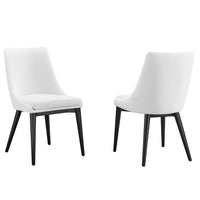Modway Viscount Fabric Dining Side Chair - White - 2 Pack-Black Rubberwood Legs