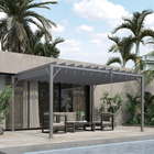 Outsunny 12.8 ft W x 9.7 ft L Outdoor Louvered Pergola with Retractable Roof - Grey-Aluminium frame and steel structure make this pergola gazebo stable and safe