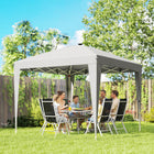 Outsunny 10 ft W x 10 ft L Pop Up Canopy Tent with Central Light - UPF 50+ - Light Grey-Infrared remote is included for easy control