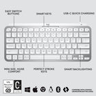Logitech MX Keys Mini Minimalist Wireless Illuminated Keyboard - USB-C - Pale Grey-Dimensions: 0.8"H x 11.6"W x 5.2"D