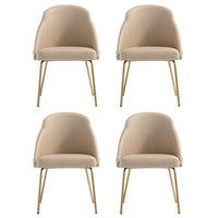 Manhattan Comfort Gracie 24.2" Modern Leatherette Upholstered Dining Chair - Tan and Gold - Set of 4-Modern Dining Chair for Dining Room and Task Use. Set of 4