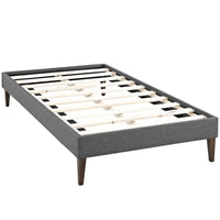 Modway Sharon Fabric Twin Bed Frame with Squared Tapered Legs - Grey-Solid Wood Frame
