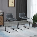 HOMCOM Counter Height Bar Stools with Back - Black - 2 Pack-Padded seat and backrest for top-notch comfort
