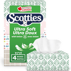 Scotties Ultra Soft 3-Ply Facial Tissue with Aloe & Vitamin E - 4 Pack-Luxurious 3-Ply Tissues: Designed for softness and absorbency, these tissues are perfect for those who value comfort
