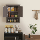 kleankin Bathroom Wall Cabinet with Shelf - Brown-Assembly required