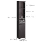HOMCOM Tall Bathroom Linen Tower Cabinet with Shelves and Drawer - Brown-The lower half includes a drawer and a cabinet with two shelves interior