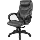 Nicer Furniture Genuine Leather High Back Executive Chair - Black-Crafted with the finest grain genuine cow leather on the surface of the seat and back cushion