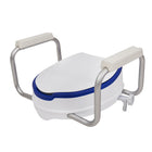 Mobile Patient Lift AltiCare Raised Toilet Seat With Adjustable Armrests Padded Seat-Embedded contoured padded seat provides traditional comfort with enhanced support