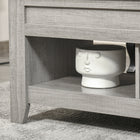 HOMCOM Lift Top Coffee Table with Hidden Storage and Open Shelves - Light Grey-Colour: Light Grey