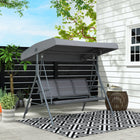 Outsunny 3-Seater Porch Swing Chair with Adjustable Canopy Cover - Weather Resistant Grey-Quality steel frame for strength and support
