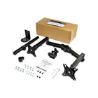 Startech Desk Mount Dual Monitor Arm - Desk Clamp VESA Compatible Monitor Mount for up to 32" Displays-Adjustable set up: Use the desk-clamp (C-clamp) to easily mount and tighten by hand to a desktop (40-85 mm thickness) & cable management clips to hold incl. tools for quick height & angle adjustment
