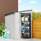 Outsunny 4' x 6' Steel Garden Storage Shed with Lockable Door & 2 Air Vents for Backyard - Dark Grey-Sloped roof prevents water accumulation
