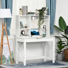 HOMCOM 41.3" Computer Desk with Storage - White-Particle board and steel construction ensures desk stability