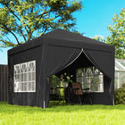 Outsunny 10' ft W x 10 ft L Outdoor Pop Up Party Tent with Carrying Bag - Black-Roof section with light grey undercoating for UV rays and heat reduction