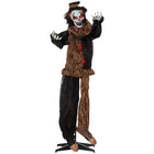 Outsunny Animatronic Clown Prop with Light Up Eyes Halloween Decoration-Clown wearing orange and black striped clothing 