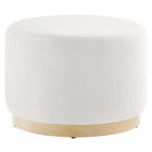 Modway Tilden Large 23" Round Performance Velvet Upholstered Ottoman - Alabaster/Natural-Performance Velvet Upholstery