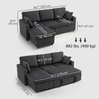 HOMCOM 81" 2 In 1 Pull Out L-Shaped Sleeper Sofa Bed - Dark Grey-Wrapped in skin-friendly corduroy fabric, providing a soft and breathable touch