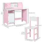 Qaba Kids Desk and Chair 2-Piece Set with Whiteboard and Storage - Pink-Chair with safe backrest offer extra comfort 
