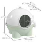 PawHut Large Enclosed Cat Litter Box with Lid - Green-Door with a sand drain helps prevent litter from spilling outside the box 