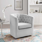 Modway Prospect Tufted Performance Velvet Swivel Armchair - Light Grey-Rotating Swivel Base