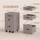 HOMCOM 3-Drawer Letter/A4 Filing Cabinet with Hanging Bars - Grey-Top drawer with a lock and 2 keys for document security
