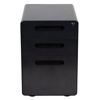 Flash Furniture Ergonomic 3-Drawer Locking Legal/Letter Mobile Filing Cabinet - Black-Modern Black 3-Drawer Filing Cabinet - Ergonomic Mobile Design