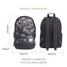Habitu Travel Laptop Zip Backpack - Black Camo-Multiple Pockets: It features a padded slot that can fit a 15.5-inch laptop, as well as outer and internal pockets to keep your many essentials organized. Two side pockets for a water bottle and a compact umbrella make your items organized