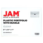 JAM Paper Plastic Portfolio with Center Buckle Closure - 9 1/2 x 13 1/4 x 1 1/8 - Clear-This stylish portfolio is the perfect way to carry all your files, paperwork, notebooks, and art projects