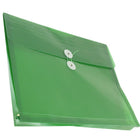JAM Paper Plastic Envelopes with Button and String Tie Closure, Letter Booklet, 9.75 x 13, Green Poly, 12 Pack (218B1GR)-Size: 9-3/4" x 13"