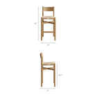 Modway Alvia Oak Wood Bar Stools With Woven Seats - Weathered Oak - 2 Pack-Woven Paper Rope Seat